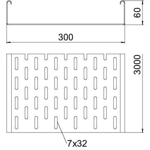 Caminho de cabos em chapa SKS perfurado 60x300x3000 Aço inoxidável 1.4571 A4 1.4571 brilhante, pós-tratamento aço inoxidável