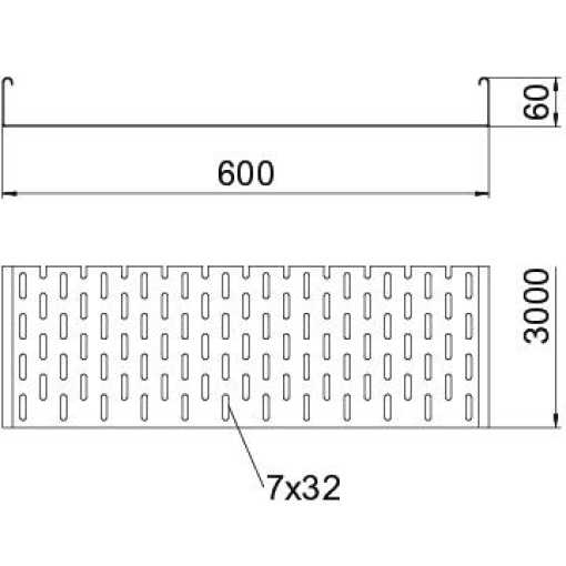 Caminho de cabos em chapa SKS perfurado 60x600x3000 Aço inoxidável 1.4571 A4 1.4571 brilhante, pós-tratamento aço inoxidável
