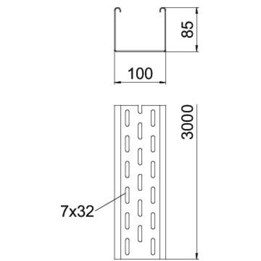 Caminho de cabos em chapa SKS perfurada 85x100x3000 Aço galvanizado pelo método Sendzimir zinco