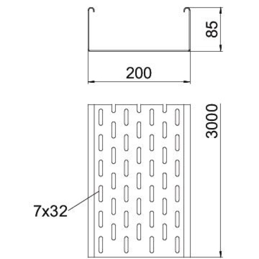 Caminho de cabos em chapa SKS perfurado 85x200x3000 Aço Galvanizado por imersão a quente após maquinação zinco