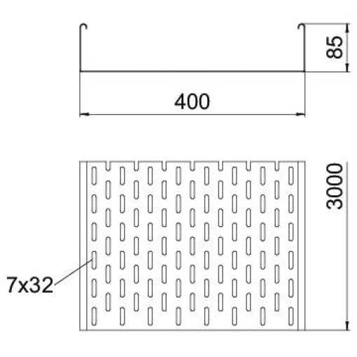 Caminho de cabos em chapa SKS perfurado 85x400x3000 Aço Galvanizado por imersão a quente após maquinação zinco