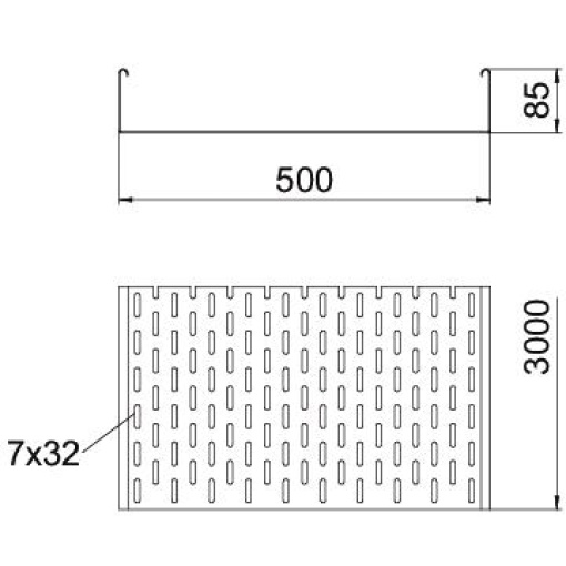 Caminho de cabos em chapa SKS perfurado 85x500x3000 Aço Galvanizado por imersão a quente após maquinação zinco