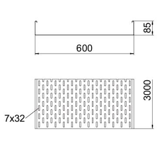 Caminho de cabos em chapa SKS perfurado 85x600x3000 Aço Galvanizado por imersão a quente após maquinação zinco
