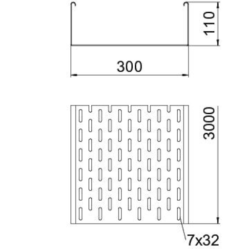 Caminho de cabos em chapa SKS perfurado 110x300x3000 Aço Galvanizado por imersão a quente após maquinação zinco
