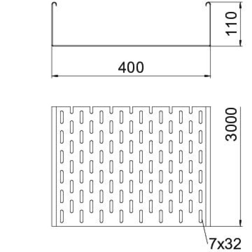 Caminho de cabos em chapa SKS perfurado 110x400x3000 Aço Galvanizado por imersão a quente após maquinação zinco