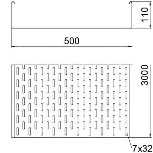 Caminho de cabos em chapa SKS perfurado 110x500x3000 Aço Galvanizado por imersão a quente após maquinação zinco