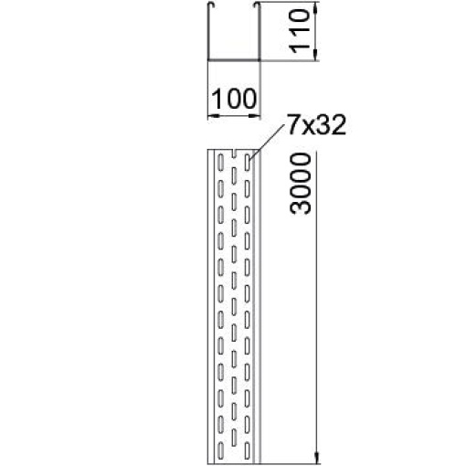 Caminho de cabos em chapa BKRS para passagens 110x100x3000 Aço galvanizado pelo método Sendzimir zinco