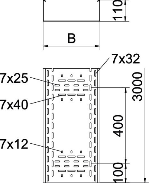 Caminho de cabos em chapa BKRS para passagens 110x100x3000 Aço galvanizado pelo método Sendzimir zinco