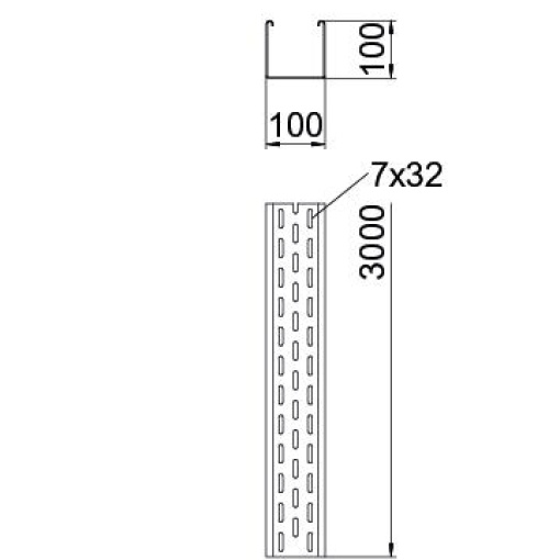 Caminho de cabos em chapa BKRS para passagens 100x100x3000 Aço galvanizado pelo método Sendzimir zinco