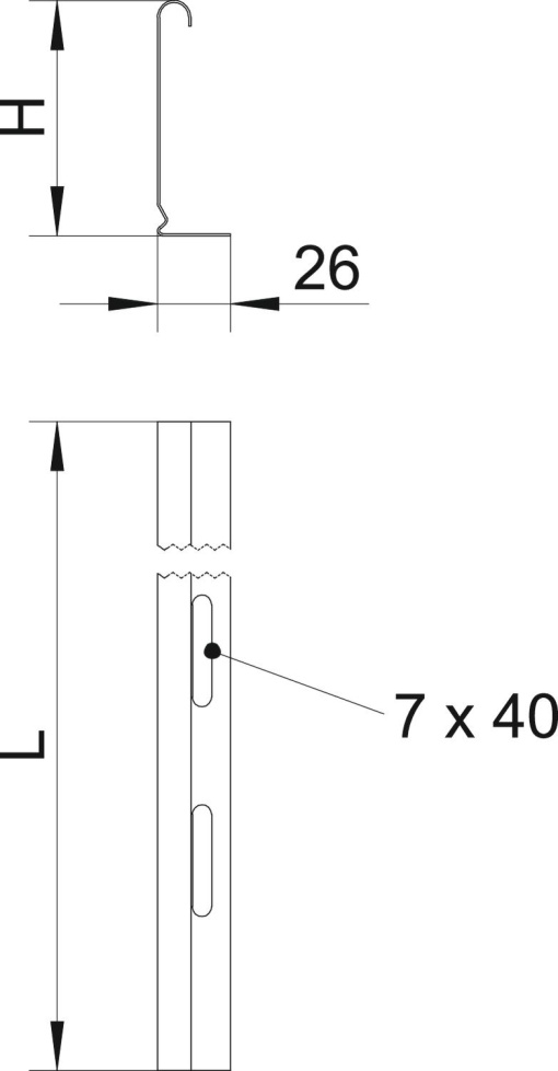 Separador para caminhos de cabos 45x2995 Aço inoxidável A4 1.4571 brilhante, pós-tratamento