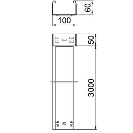 Caminho de cabos chapa MKSMU não perfurado,união de encaixe 60x100x3050 Aço PES135 - Poliéster preto RAL 9005