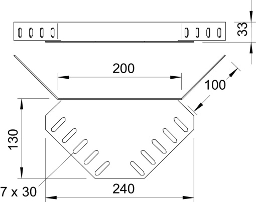 Conector de canto para caminho de cabos em chapa Aço galvanizado pelo método Sendzimir