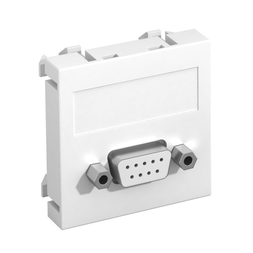 Suporte multimédia D-Sub9 Tomada com ligação roscada 45x45mm Policarbonato branco puro RAL 9010