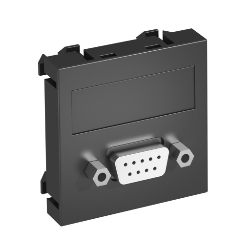 Suporte multimédia D-Sub9 Tomada com ligação roscada 45x45mm Policarbonato cinzento antracite RAL 7021