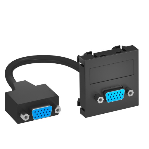 Suporte multimédia VGA com cabo, fêmea-fêmea 45x45mm Policarbonato cinzento antracite RAL 7021