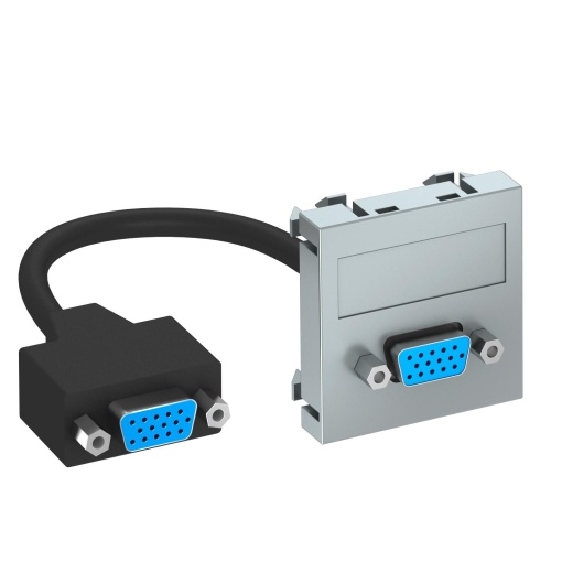 Suporte multimédia VGA com cabo, fêmea-fêmea 45x45mm Policarbonato alumínio lacado