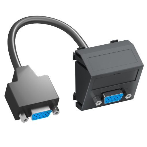 Suporte multimédia VGA com cabo, fêmea-fêmea 45x45mm Policarbonato cinzento antracite RAL 7021