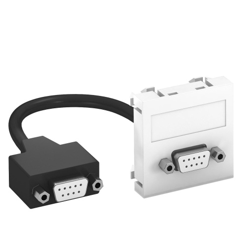 Suporte multimédia D-Sub9 com cabo, fêmea-fêmea 45x45mm Policarbonato branco puro RAL 9010