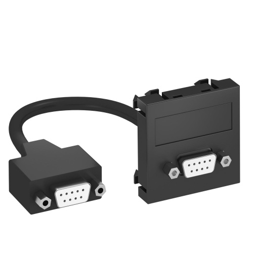 Suporte multimédia D-Sub9 com cabo, fêmea-fêmea 45x45mm Policarbonato cinzento antracite RAL 7021