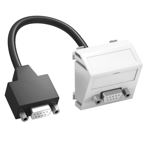 Suporte multimédia D-Sub9 com cabo, fêmea-fêmea 45x45mm Policarbonato branco puro RAL 9010