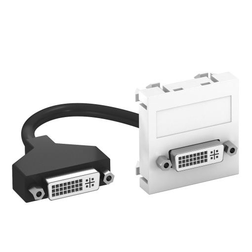 Suporte multimédia DVI com cabo, fêmea-fêmea 45x45mm Policarbonato branco puro RAL 9010