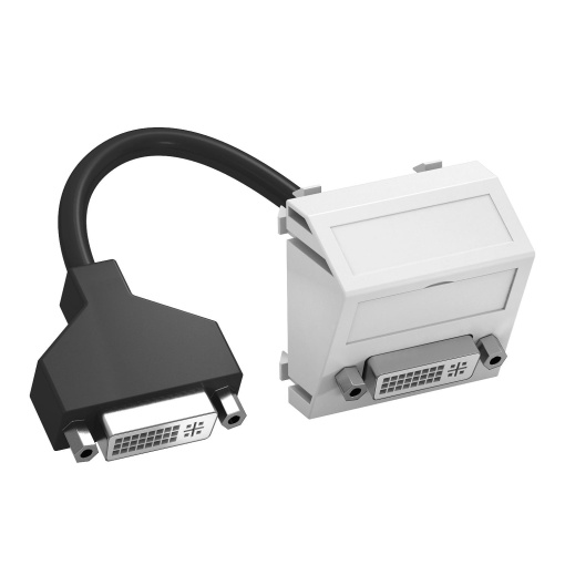 Suporte multimédia DVI com cabo, fêmea-fêmea 45x45mm Policarbonato branco puro RAL 9010