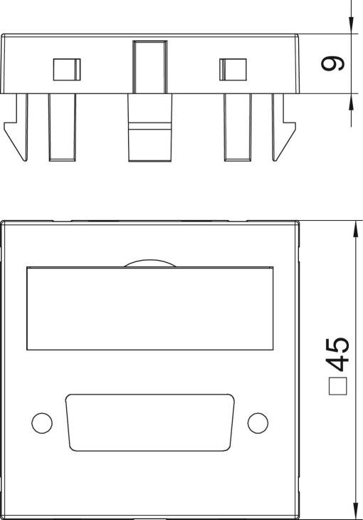 Suporte multimédia DVI sem fichatomada 45x45mm Policarbonato alumínio lacado