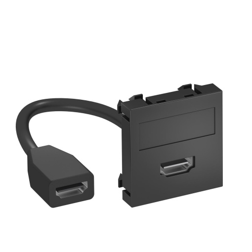 Suporte multimédia HDMI com cabo, fêmea-fêmea 45x45mm Policarbonato cinzento antracite RAL 7021