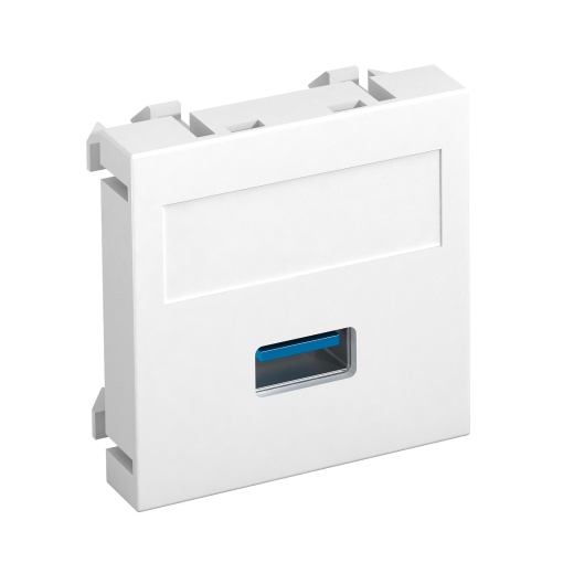 Suporte multimédia USB 3.0 A Tomada com ligação roscada 45x45mm Policarbonato branco puro RAL 9010