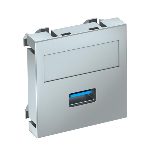 Suporte multimédia USB 3.0 A Tomada com ligação roscada 45x45mm Policarbonato alumínio lacado