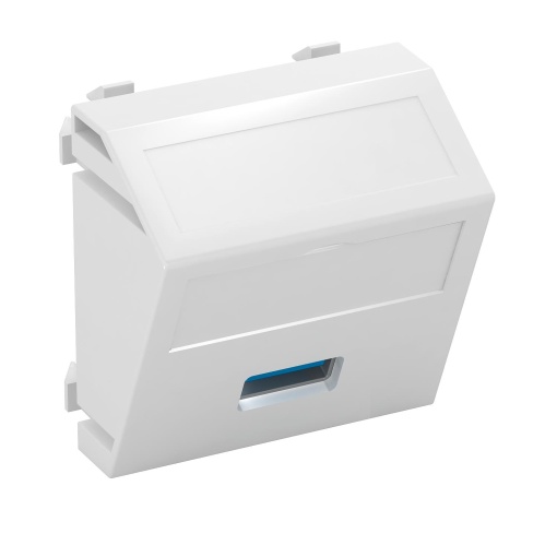 Suporte multimédia USB 3.0 A Tomada com ligação roscada 45x45mm Policarbonato branco puro RAL 9010