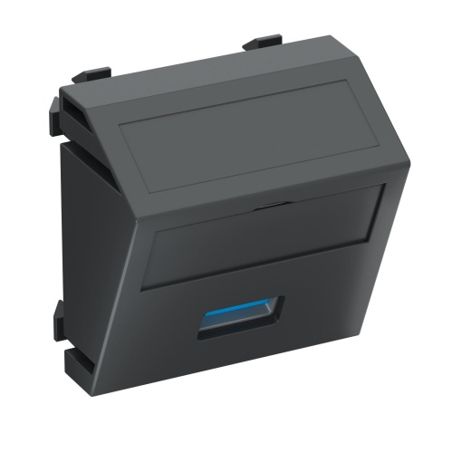 Suporte multimédia USB 3.0 A Tomada com ligação roscada 45x45mm Policarbonato cinzento antracite RAL 7021