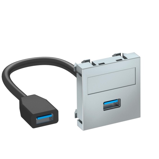 Suporte multimédia USB 3.0 A-A com cabo, fêmea-fêmea 45x45mm Policarbonato alumínio lacado