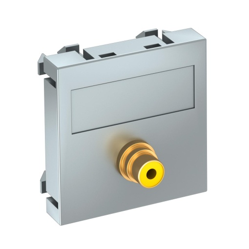 Suporte multimédia RCA vídeo 1x Tomada com ligação soldada 45x45mm Policarbonato alumínio lacado