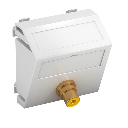 Suporte multimédia RCA vídeo 1x Tomada com ligação soldada 45x45mm Policarbonato branco puro RAL 9010
