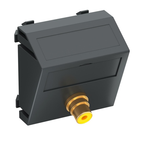 Suporte multimédia RCA vídeo 1x Tomada com ligação soldada 45x45mm Policarbonato cinzento antracite RAL 7021
