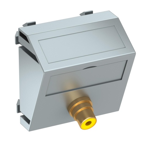 Suporte multimédia RCA vídeo 1x Tomada com ligação soldada 45x45mm Policarbonato alumínio lacado