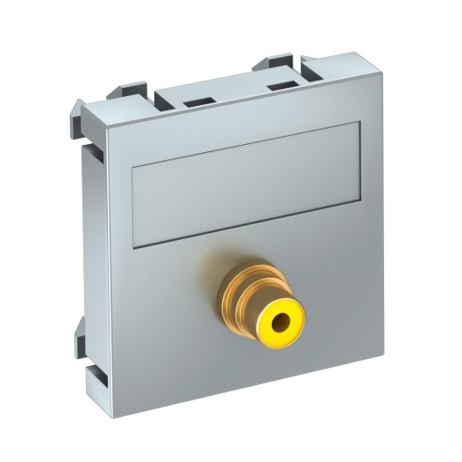 Suporte multimédia RCA vídeo 1x Ficha, fêmea-fêmea 45x45mm Policarbonato alumínio lacado