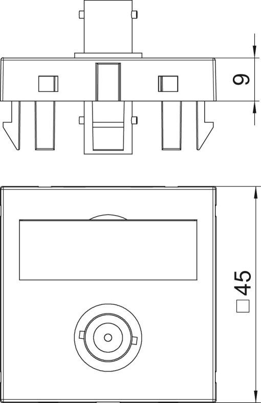 Suporte multimédia BNC video 1x Ficha, fêmea-fêmea 45x45mm Policarbonato branco puro RAL 9010