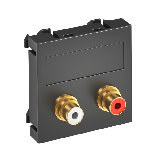 Suporte multimédia RCA áudio 2x Tomada com ligação soldada 45x45mm Policarbonato cinzento antracite RAL 7021