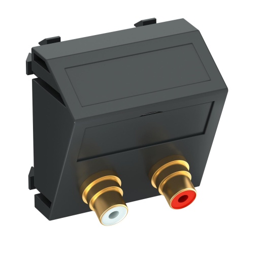 Suporte multimédia RCA áudio 2x Tomada com ligação soldada 45x45mm Policarbonato cinzento antracite RAL 7021
