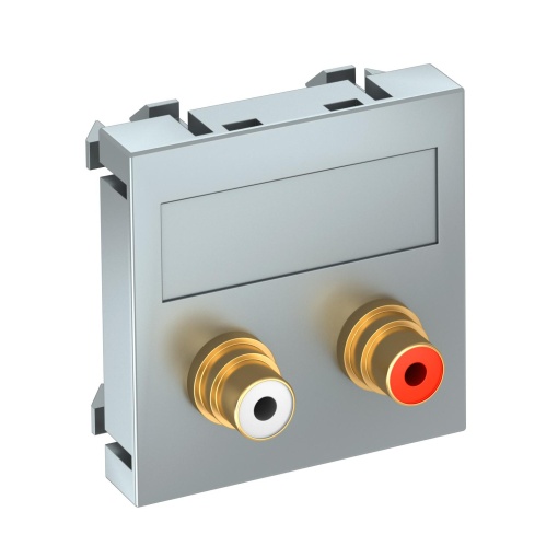 Suporte multimédia RCA áudio 2x Ficha, fêmea-fêmea 45x45mm Policarbonato alumínio lacado