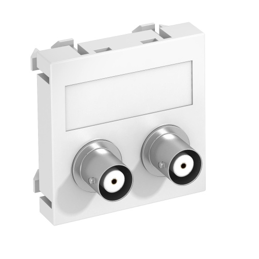 Suporte multimédia BNC áudio 2x Ficha, fêmea-fêmea 45x45mm Policarbonato branco puro RAL 9010