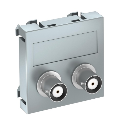 Suporte multimédia BNC áudio 2x Ficha, fêmea-fêmea 45x45mm Policarbonato alumínio lacado
