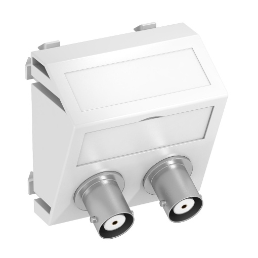 Suporte multimédia BNC áudio 2x Ficha, fêmea-fêmea 45x45mm Policarbonato branco puro RAL 9010