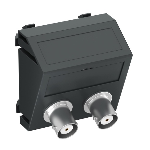 Suporte multimédia BNC áudio 2x Ficha, fêmea-fêmea 45x45mm Policarbonato cinzento antracite RAL 7021