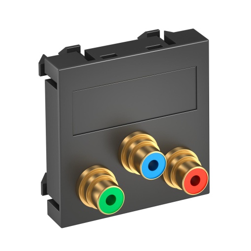 Suporte multimédia vídeo total 3x Tomada com ligação soldada 45x45mm Policarbonato cinzento antracite RAL 7021