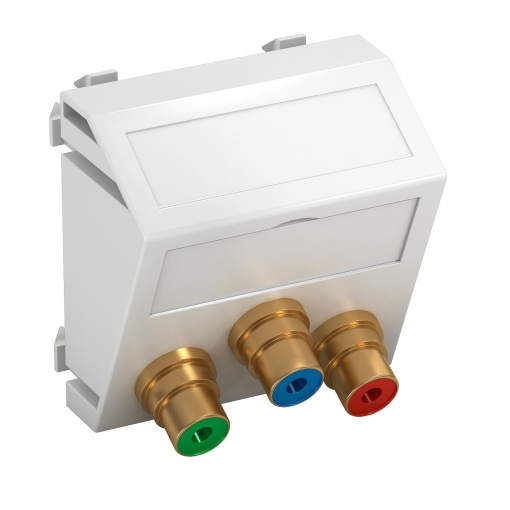 Suporte multimédia vídeo total 3x Tomada com ligação soldada 45x45mm Policarbonato branco puro RAL 9010