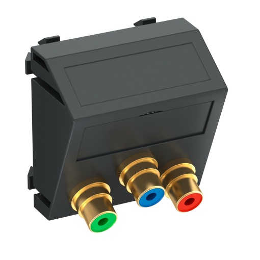 Suporte multimédia vídeo total 3x Tomada com ligação soldada 45x45mm Policarbonato cinzento antracite RAL 7021