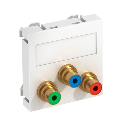 Suporte multimédia vídeo total 3x Ficha, fêmea-fêmea 45x45mm Policarbonato branco puro RAL 9010